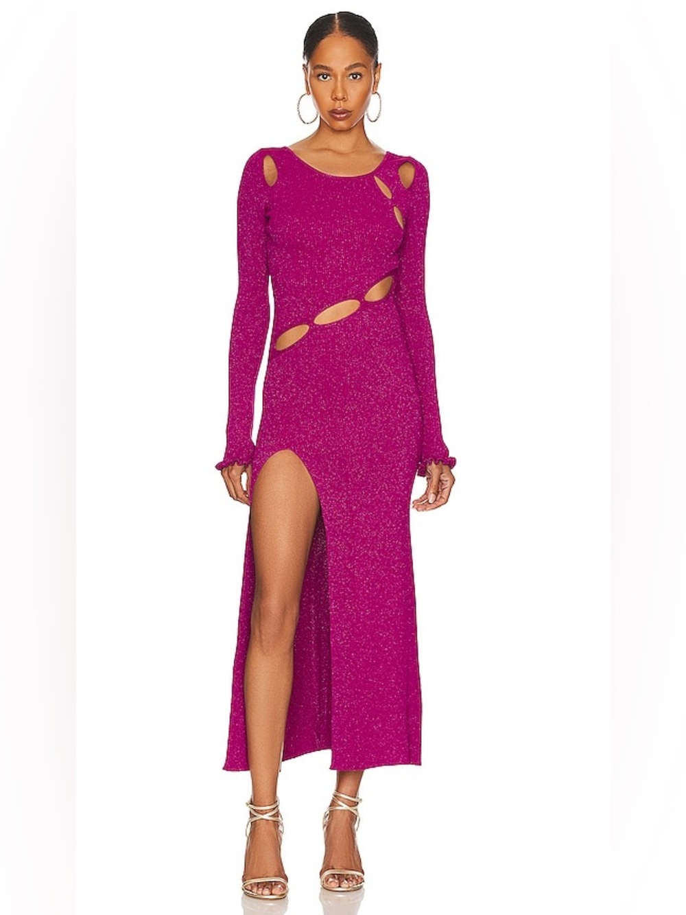 For Love And Lemon Lorelei Sparkle Cut Out Midi Dress Size Small Pink Cocktail